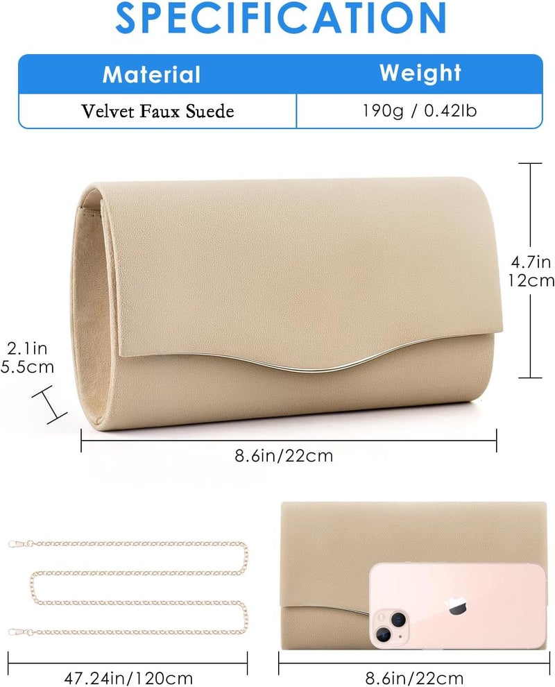 TINDTOP Clutch Purses for Women, Formal Evening Bags Suede Shoulder Envelope Party Handbags Wedding Cocktail Prom Clutches - Image 2